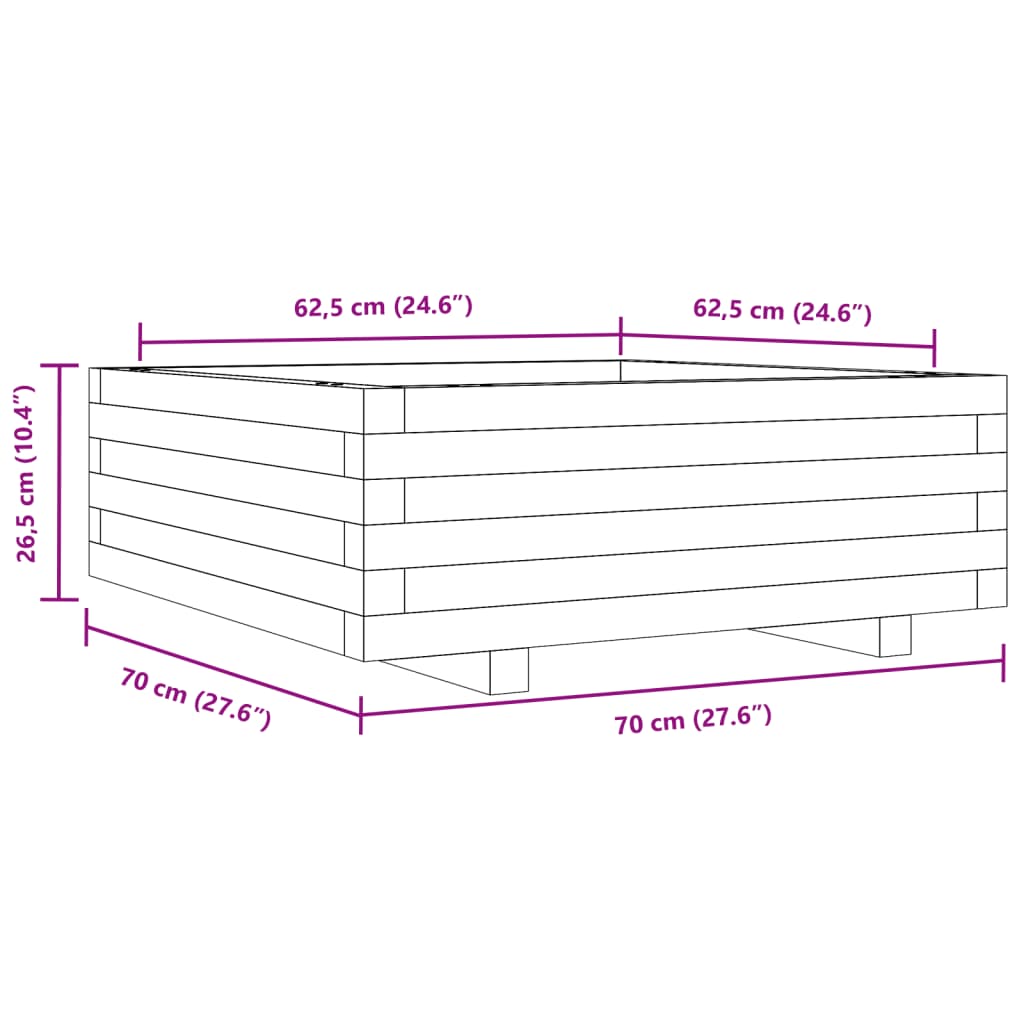 Garden Planter 70x70x26.5 cm Impregnated Wood Pine