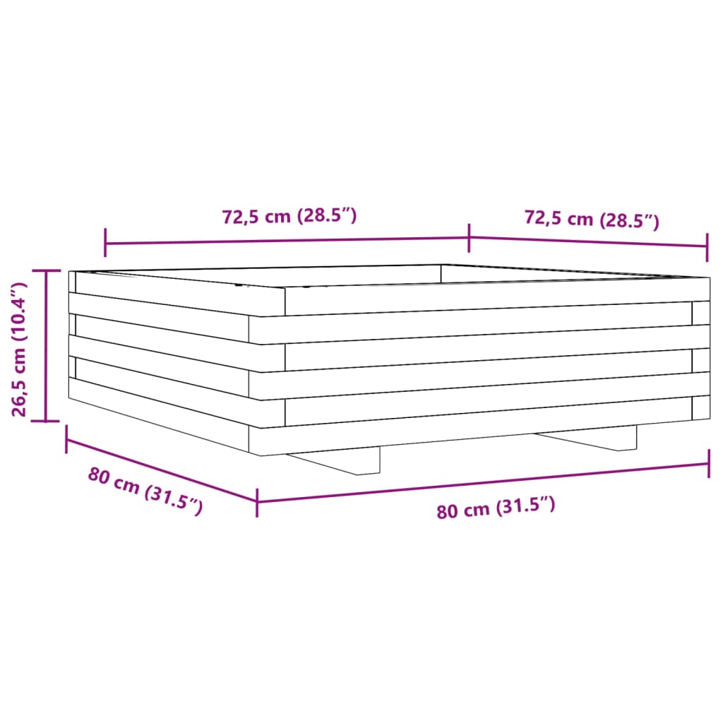 Garden Planter 80x80x26.5 cm Impregnated Wood Pine