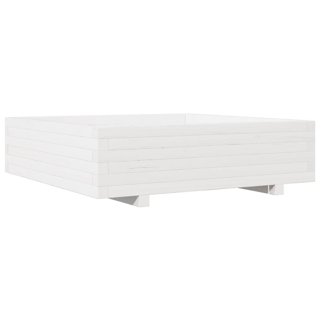 Garden Planter White 90x90x26.5 cm Solid Wood Pine