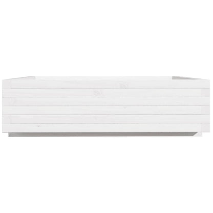 Garden Planter White 90x90x26.5 cm Solid Wood Pine