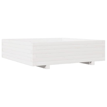 Garden Planter White 90x90x26.5 cm Solid Wood Pine