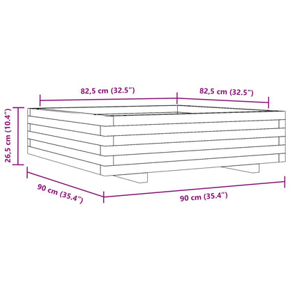 Garden Planter White 90x90x26.5 cm Solid Wood Pine