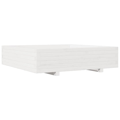 Garden Planter White 100x100x26.5 cm Solid Wood Pine