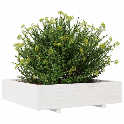 Garden Planter White 100x100x26.5 cm Solid Wood Pine