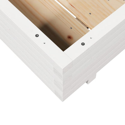 Garden Planter White 100x100x26.5 cm Solid Wood Pine