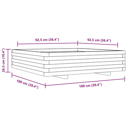 Garden Planter Wax Brown 100x100x26.5 cm Solid Wood Pine