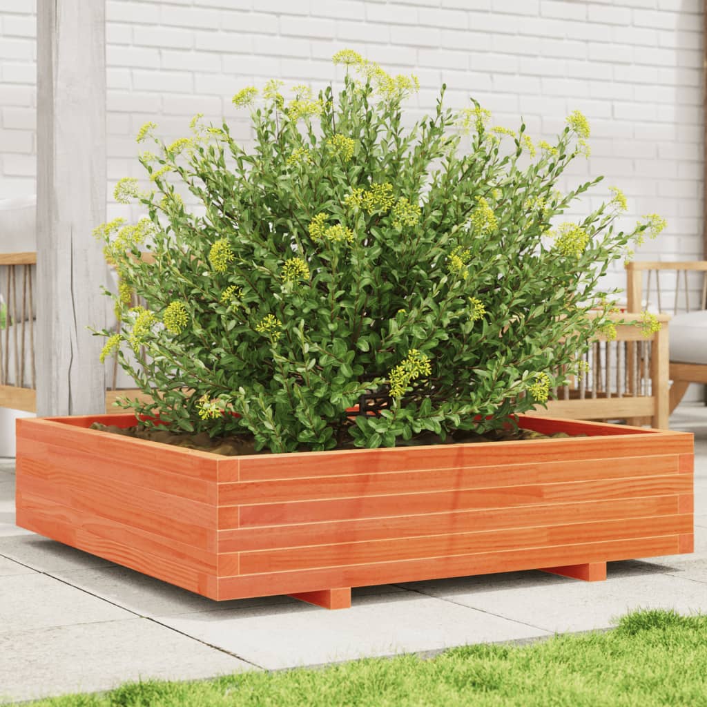 Garden Planter Wax Brown 100x100x26.5 cm Solid Wood Pine