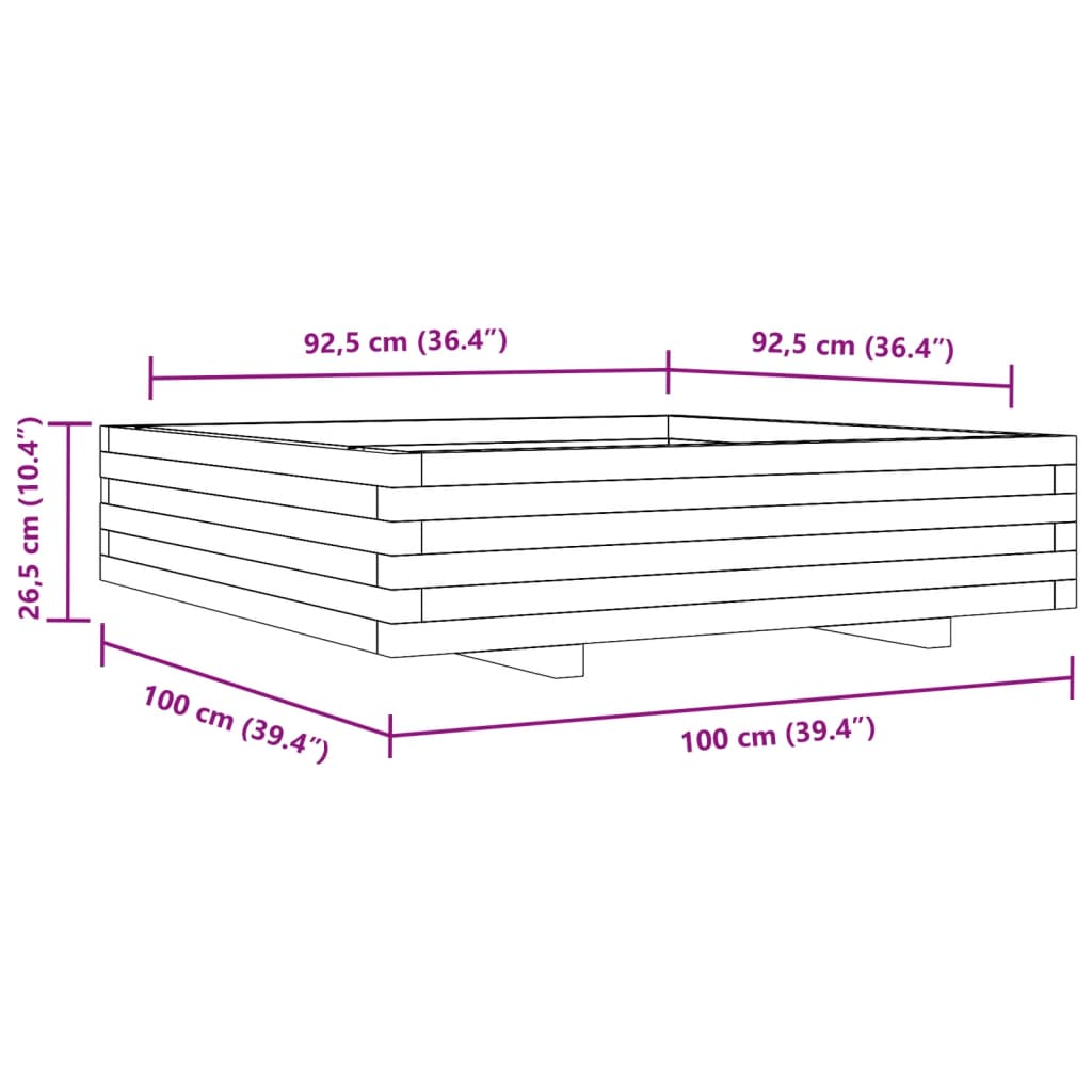 Garden Planter 100x100x26.5 cm Solid Wood Douglas