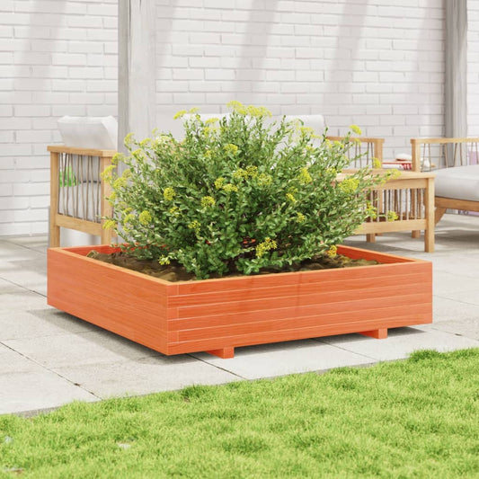 Garden Planter Wax Brown 110x110x26.5 cm Solid Wood Pine