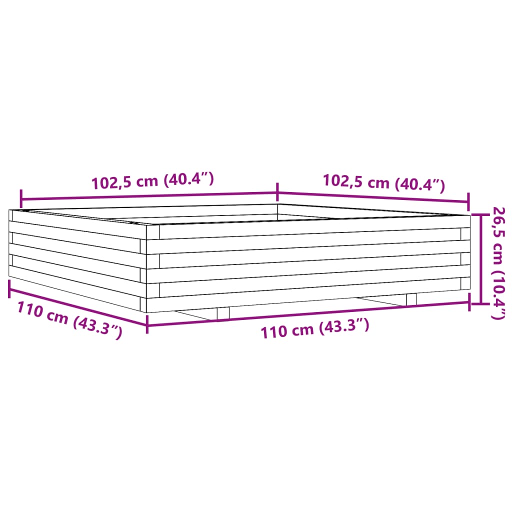 Garden Planter 110x110x26.5 cm Impregnated Wood Pine