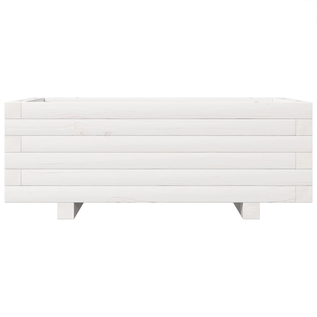 Garden Planter White 70x40x26.5 cm Solid Wood Pine