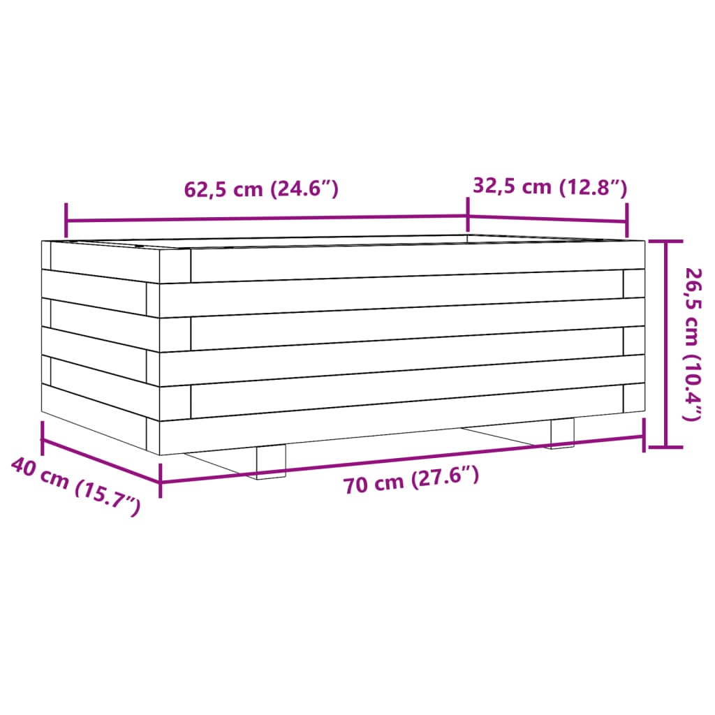 Garden Planter Wax Brown 70x40x26.5 cm Solid Wood Pine