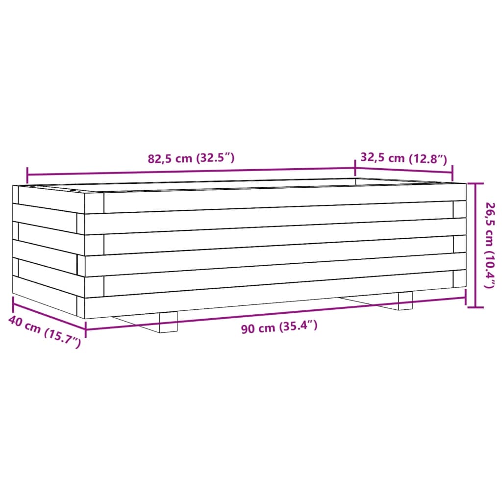 Garden Planter White 90x40x26.5 cm Solid Wood Pine