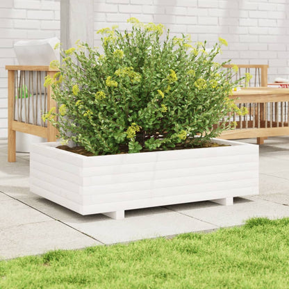 Garden Planter White 90x60x26.5 cm Solid Wood Pine