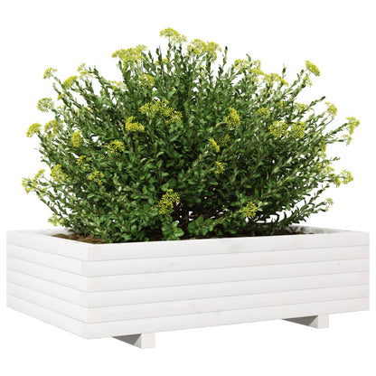 Garden Planter White 90x60x26.5 cm Solid Wood Pine