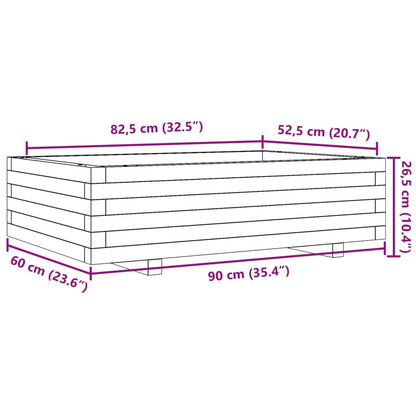 Garden Planter White 90x60x26.5 cm Solid Wood Pine