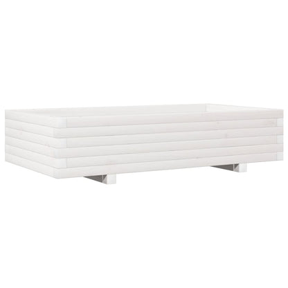 Garden Planter White 110x60x26.5 cm Solid Wood Pine