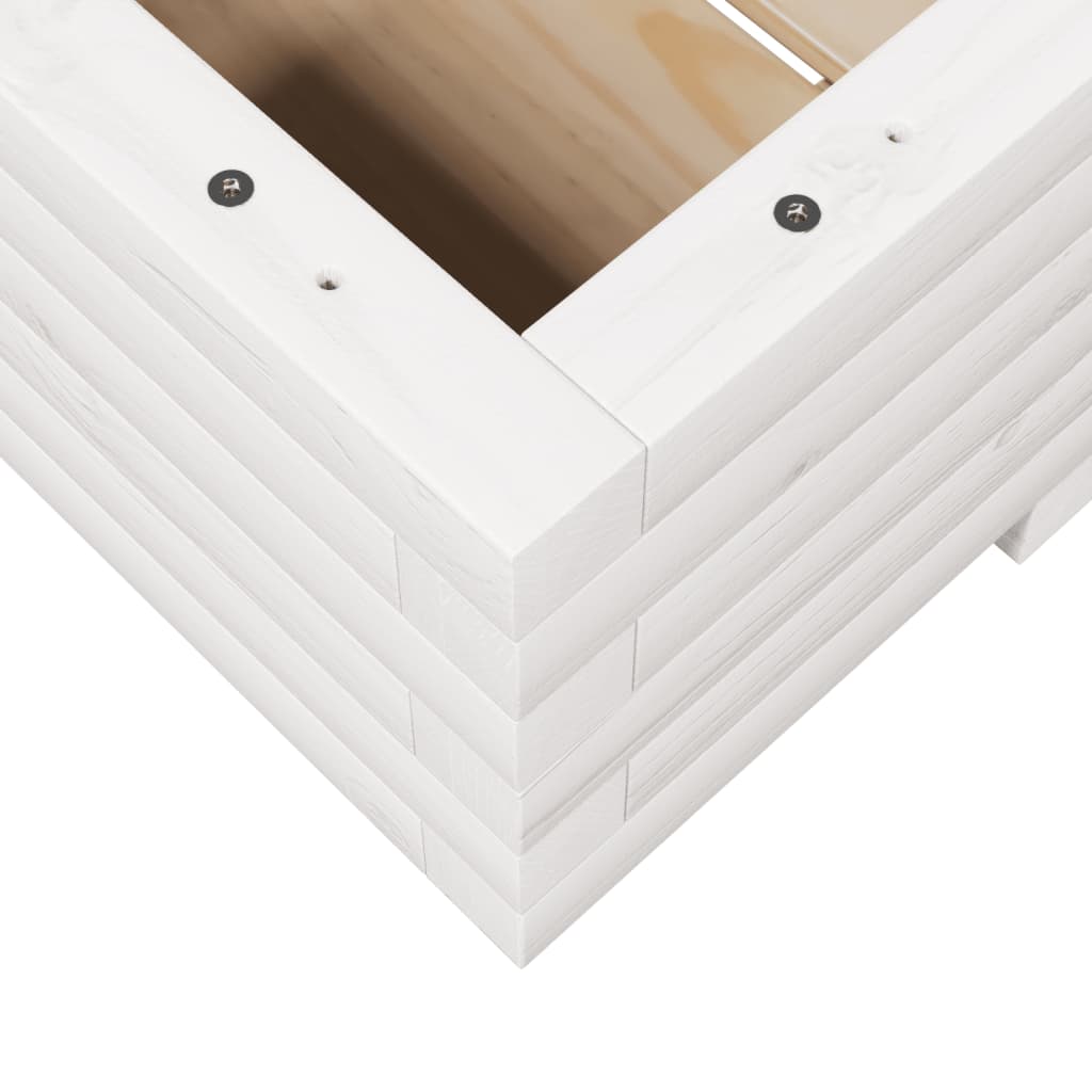 Garden Planter White 110x60x26.5 cm Solid Wood Pine