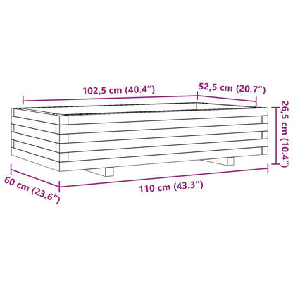 Garden Planter White 110x60x26.5 cm Solid Wood Pine