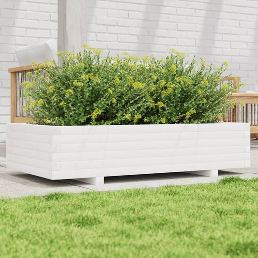 Garden Planter White 110x60x26.5 cm Solid Wood Pine