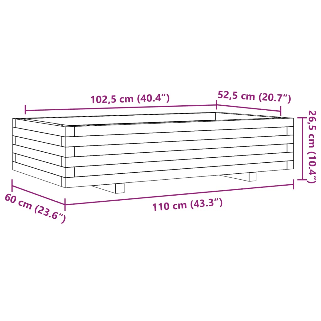 Garden Planter 110x60x26.5 cm Impregnated Wood Pine