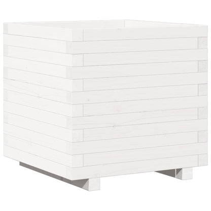 Garden Planter White 50x50x49.5 cm Solid Wood Pine