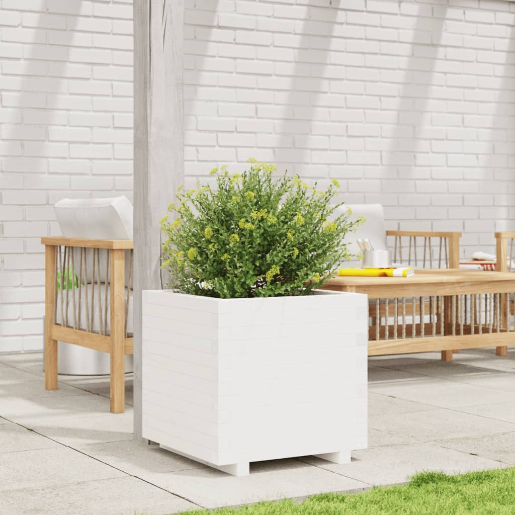 Garden Planter White 50x50x49.5 cm Solid Wood Pine