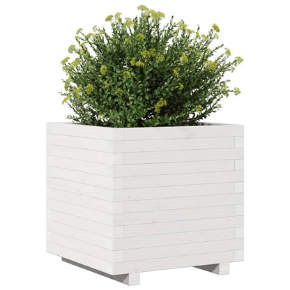 Garden Planter White 50x50x49.5 cm Solid Wood Pine