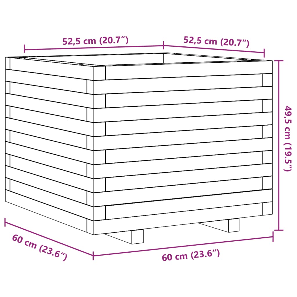 Garden Planter 60x60x49.5 cm Solid Wood Pine