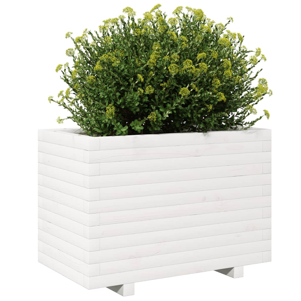 Garden Planter White 70x40x49.5 cm Solid Wood Pine