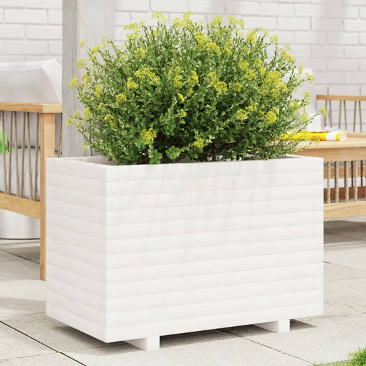 Garden Planter White 70x40x49.5 cm Solid Wood Pine