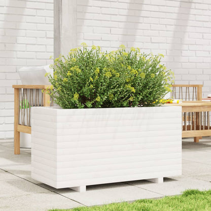 Garden Planter White 90x40x49.5 cm Solid Wood Pine