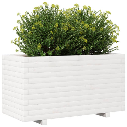 Garden Planter White 90x40x49.5 cm Solid Wood Pine