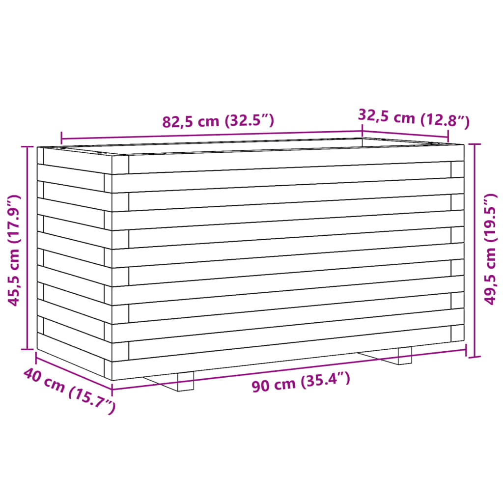 Garden Planter White 90x40x49.5 cm Solid Wood Pine