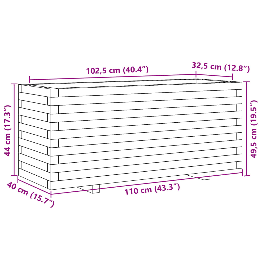 Garden Planter 110x40x49.5 cm Solid Wood Pine