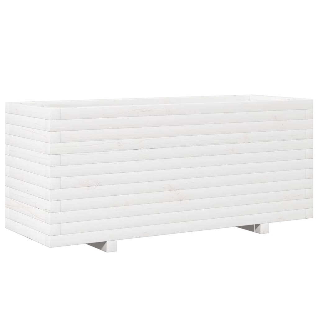 Garden Planter White 110x40x49.5 cm Solid Wood Pine