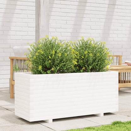 Garden Planter White 110x40x49.5 cm Solid Wood Pine