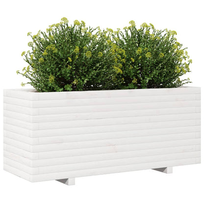 Garden Planter White 110x40x49.5 cm Solid Wood Pine