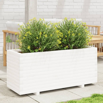 Garden Planter White 110x40x49.5 cm Solid Wood Pine