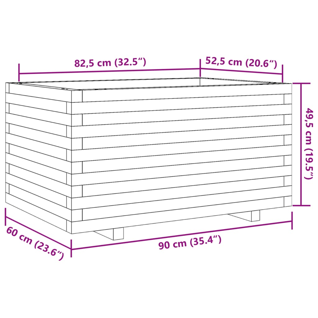 Garden Planter 90x60x49.5 cm Solid Wood Pine