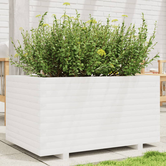 Garden Planter White 90x60x49.5 cm Solid Wood Pine