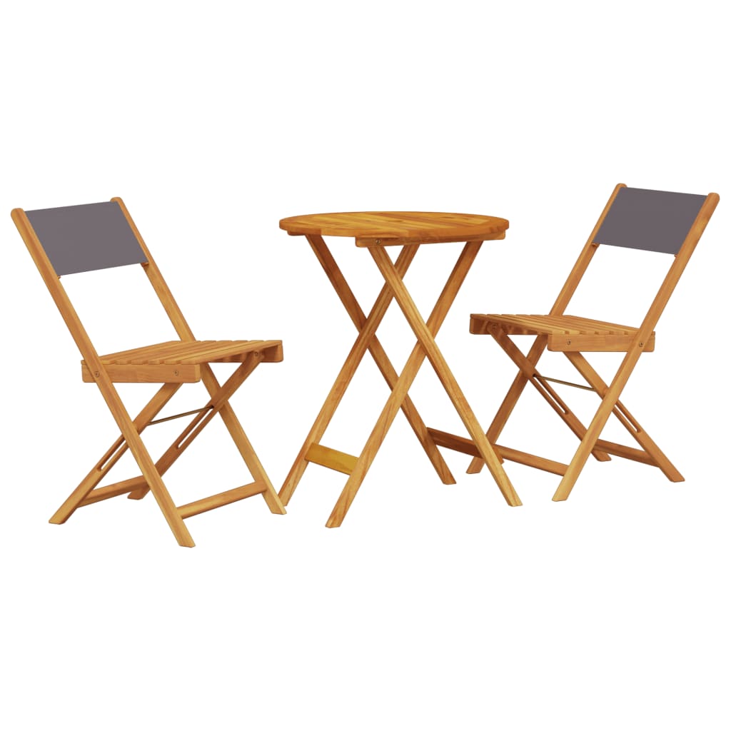 3 Piece Bistro Set Anthracite Fabric and Solid Wood