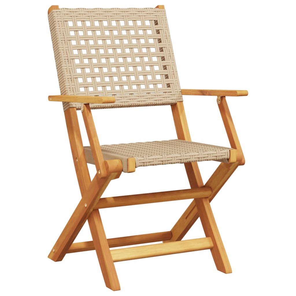 3 Piece Bistro Set Beige Poly Rattan and Solid Wood