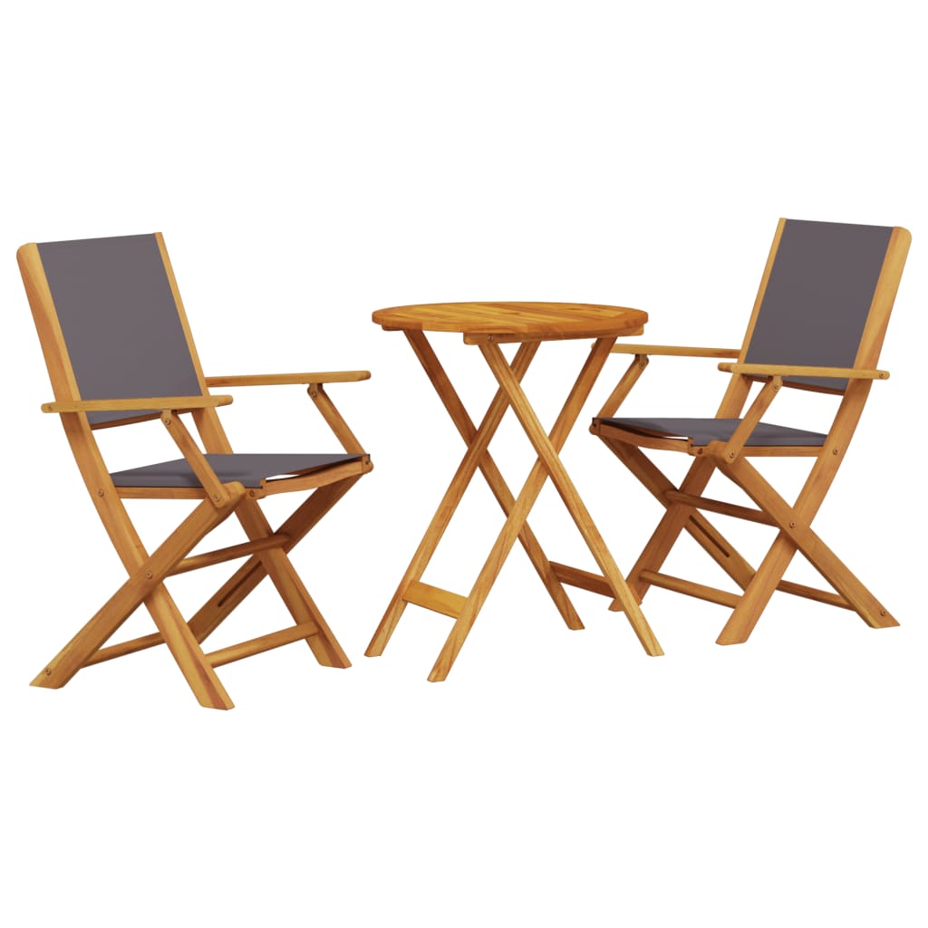 3 Piece Bistro Set Anthracite Fabric and Solid Wood