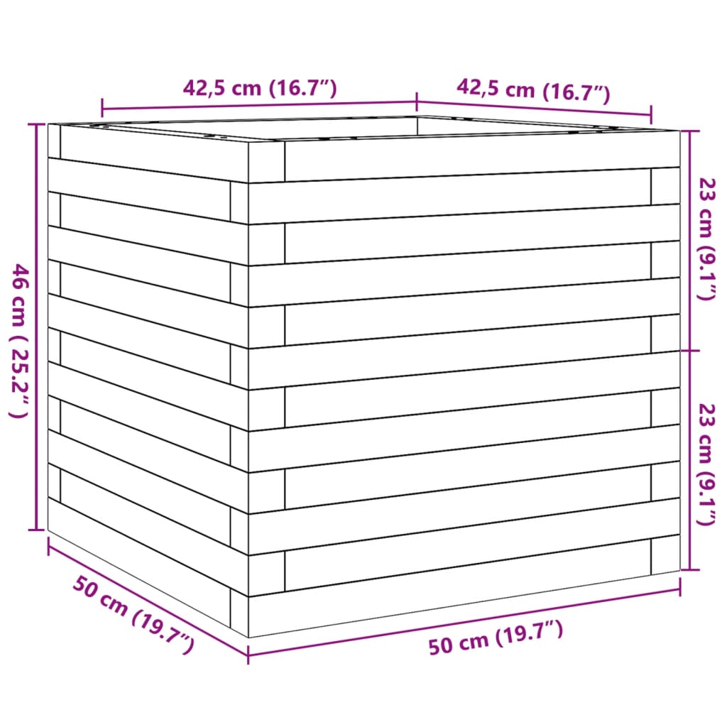 Garden Planter 50x50x46 cm Solid Wood Douglas