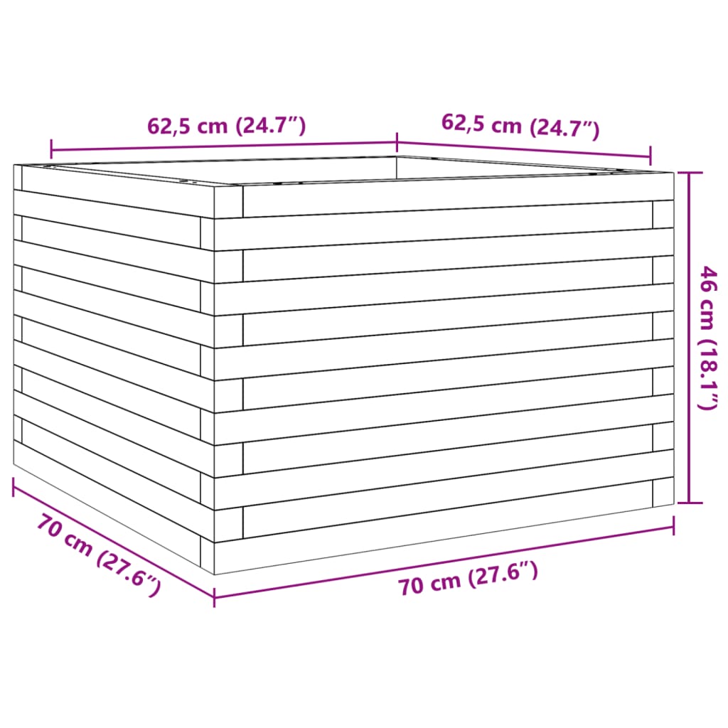 Garden Planter 70x70x46 cm Impregnated Wood Pine