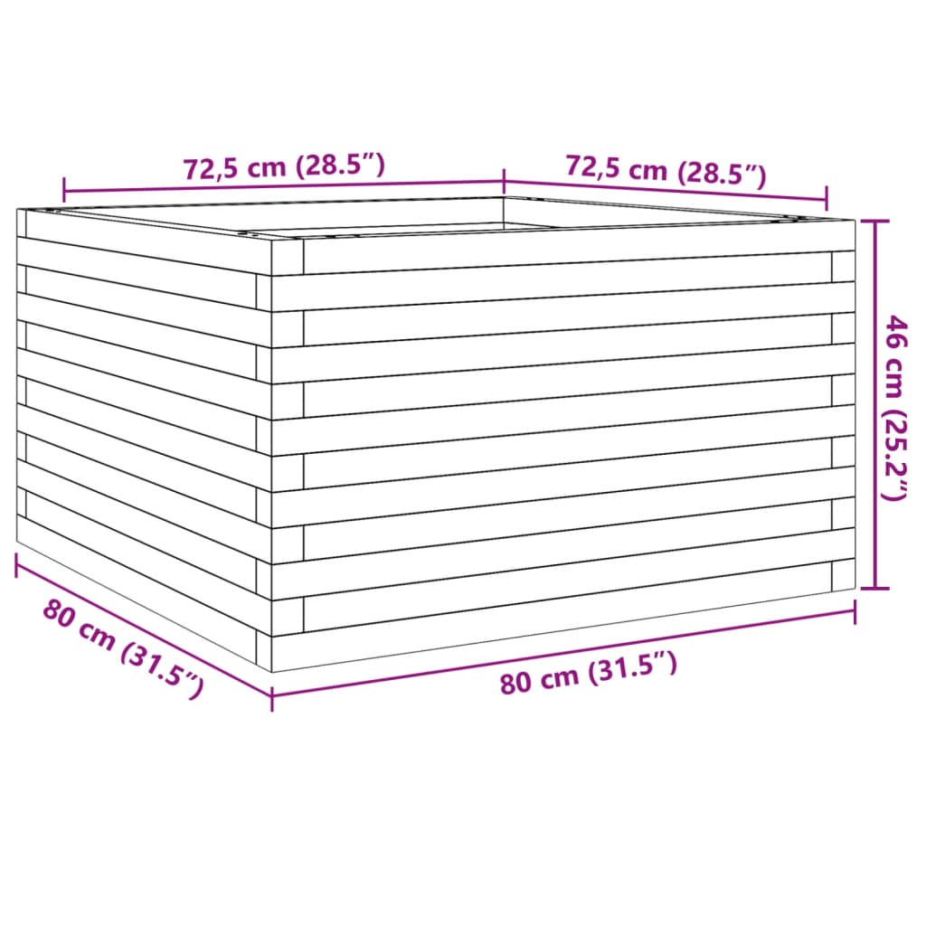 Garden Planter 80x80x46 cm Solid Wood Pine