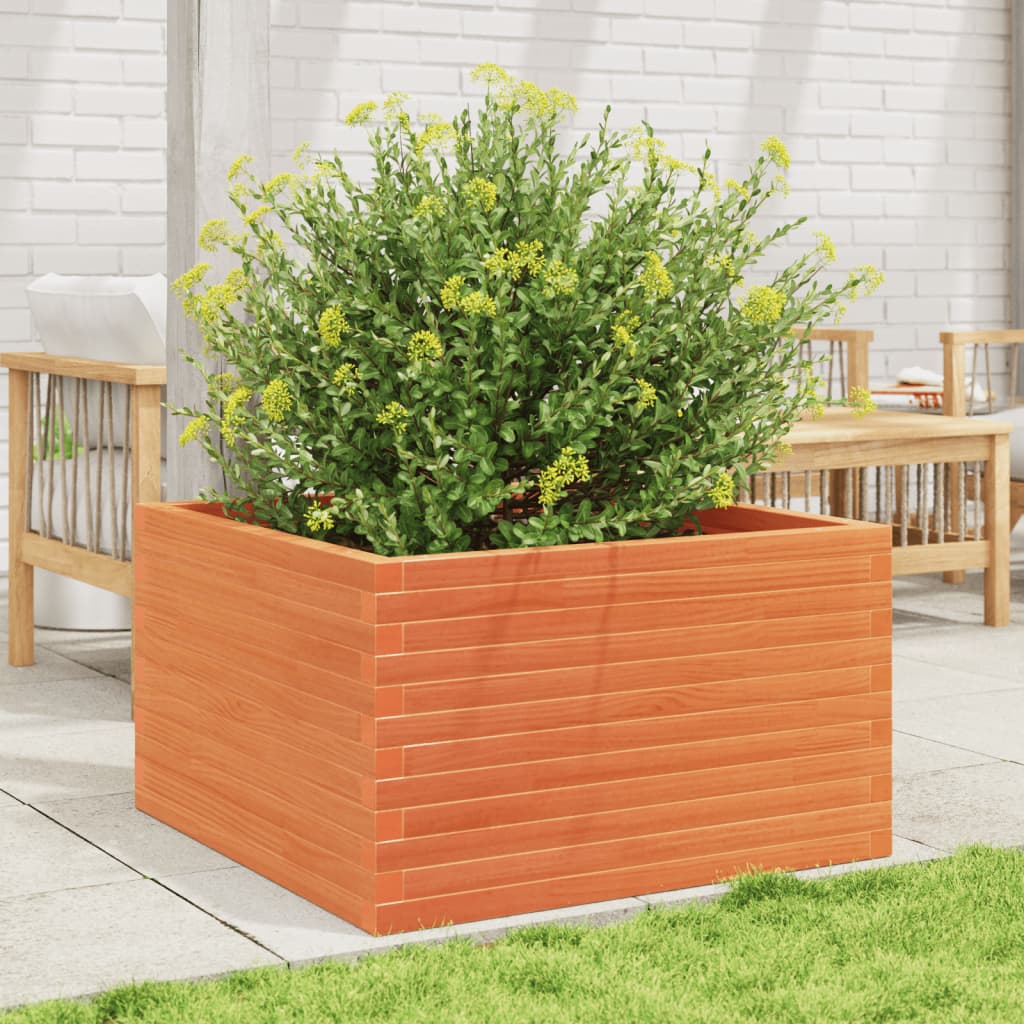 Garden Planter Wax Brown 80x80x46 cm Solid Wood Pine