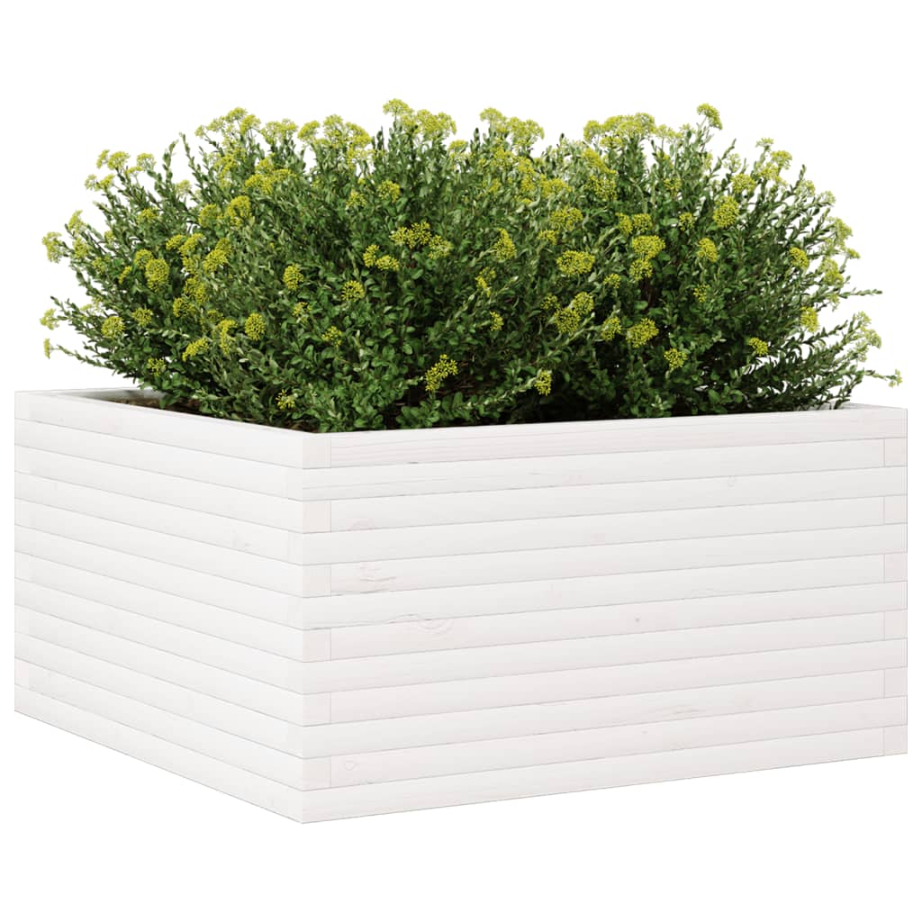 Garden Planter White 90x90x46 cm Solid Wood Pine