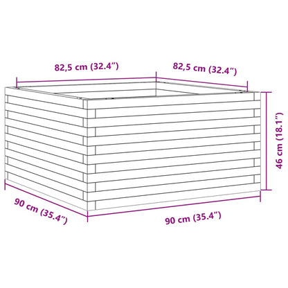 Garden Planter White 90x90x46 cm Solid Wood Pine